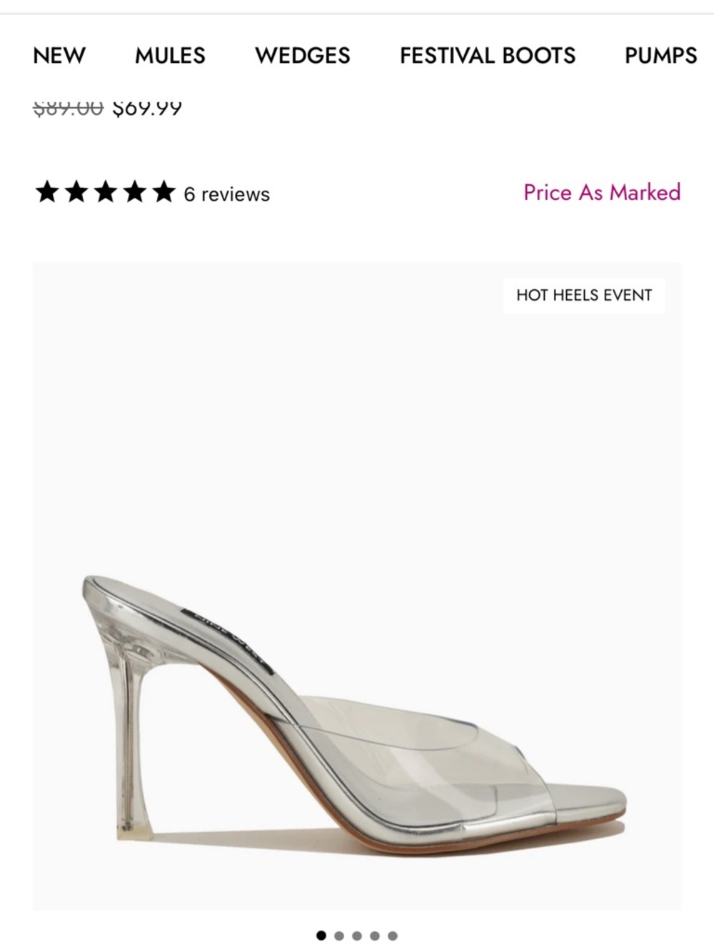 Nine West Kisco Mule Sandals Clear Lucite Silver Mule Heels NWT IN BOX SZ 8 - Picture 3 of 10